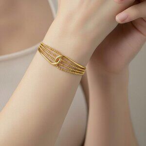 Middle Eastern And Latin Luxurious & Stylish Open Bangles Stainless Gold Plated